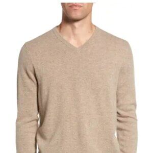 Nordstrom Men's Cashmere V-Neck Sweater in Brown